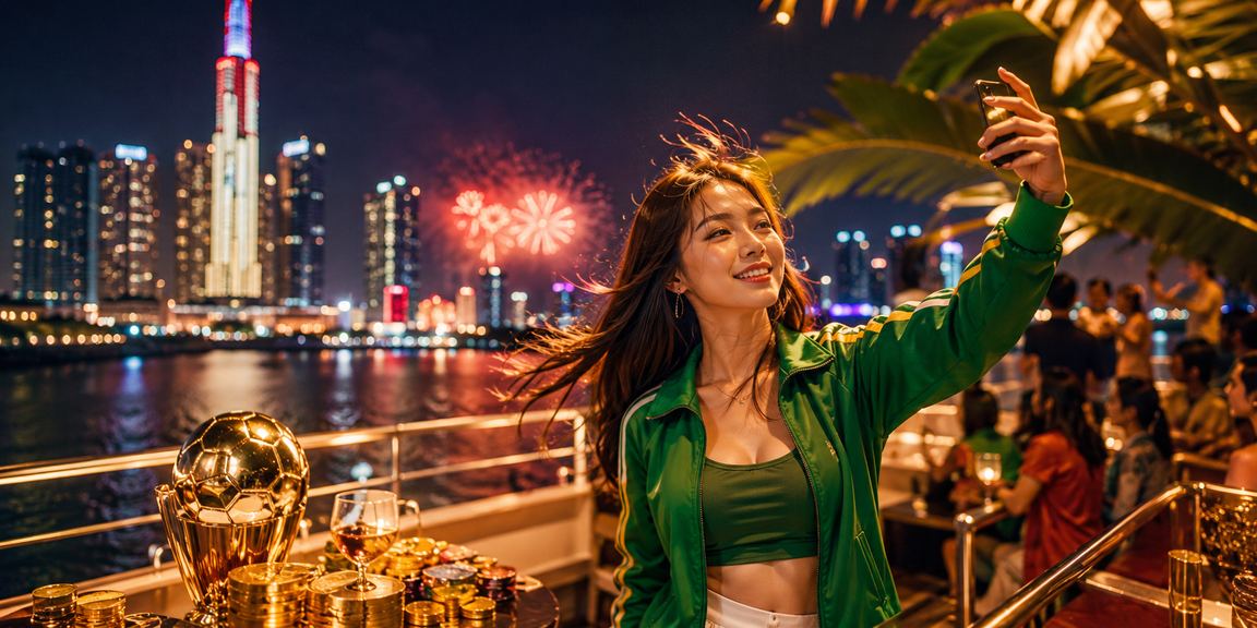 Người dùng tại chợ đêm Hồ Chí Minh đăng nhập giải trí trên điện thoại
